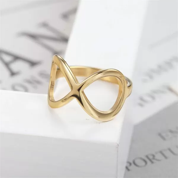 Dtja Minimalist Infinity Knot Band Rings for Women Girls Stainless Steel High Polished Comfort Fit Tarnish Resistant Eternity Wedding Promise Statement Ring Simple Jewelry Gifts for Her HimGold