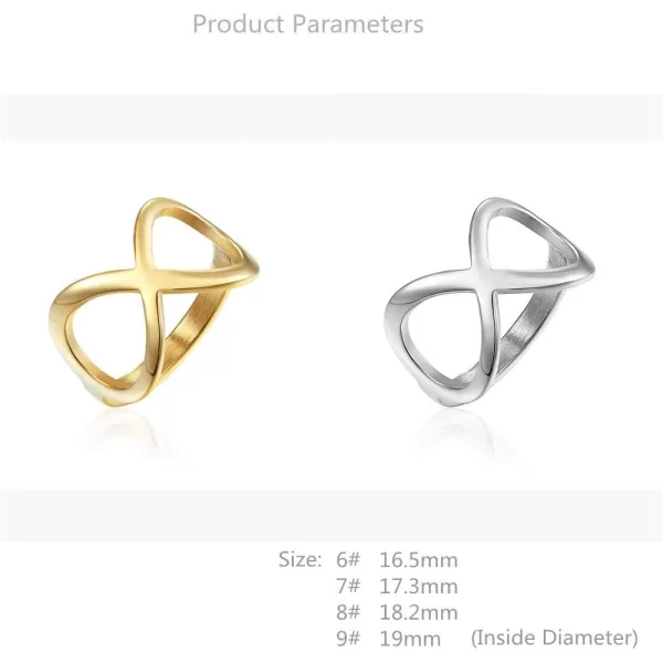 Dtja Minimalist Infinity Knot Band Rings for Women Girls Stainless Steel High Polished Comfort Fit Tarnish Resistant Eternity Wedding Promise Statement Ring Simple Jewelry Gifts for Her HimGold