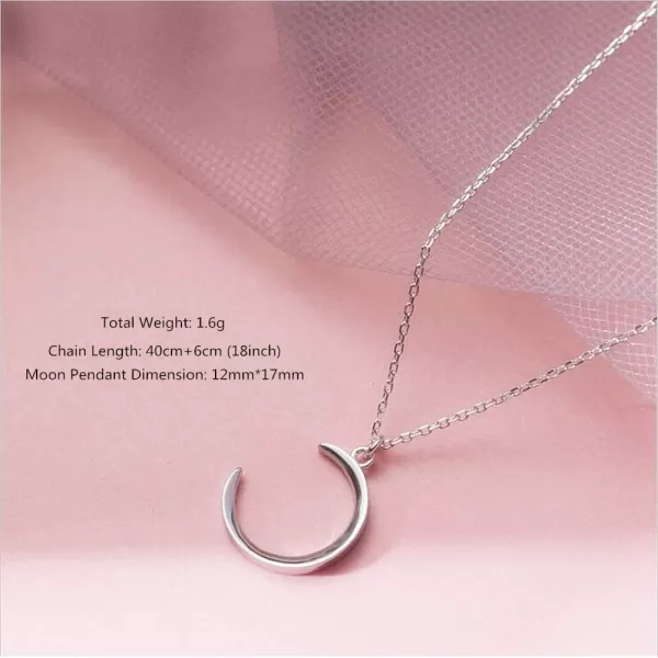 Dtja Minimalist Moon Necklace for Women Girls Sterling Silver Gold Plated Tiny Small Simple Polished Thin Horn Crescent Moon Pendant Choker Necklace Adjustable Chain 18 Cute Jewelry GiftSilver