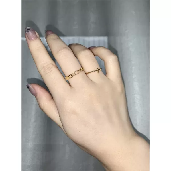 Dtja Minimalist Open Band S925 Sterling Silver Rings for Women Girls Men Sideways Cross Faith Promise Expendable Stackable Comfort Fit Knuckle Finger Ring Love Hope Wedding Engatement GiftGold Cross