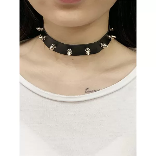 Dtja Punk PU Leather Choker Necklace for Women Girls Men Black Adjustable Spike Cone Wide Collar Retro Gothic Halloween Hip Hop Jewelry Gift for FriendDtja Punk PU Leather Choker Necklace for Women Girls Men Black Adjustable Spike Cone Wide Collar Retro Gothic Halloween Hip Hop Jewelry Gift for Friend