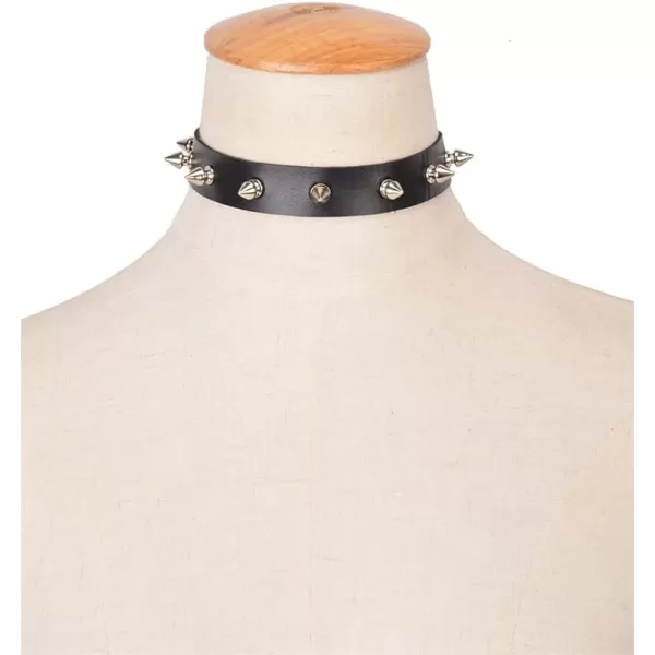 Dtja Punk PU Leather Choker Necklace for Women Girls Men Black Adjustable Spike Cone Wide Collar Retro Gothic Halloween Hip Hop Jewelry Gift for FriendDtja Punk PU Leather Choker Necklace for Women Girls Men Black Adjustable Spike Cone Wide Collar Retro Gothic Halloween Hip Hop Jewelry Gift for Friend