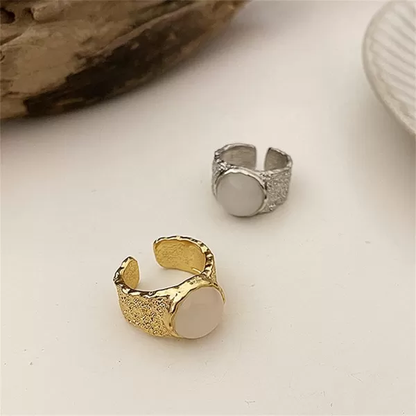 Dtja Round Shell Pearl Statement Ring for Women Girls Silver Plated Faux Mother of Pearl Hammered Open Wide Band Knuckle Tail Finger Rings Comfort Fit Retro JewelryDtja Round Shell Pearl Statement Ring for Women Girls Silver Plated Faux Mother of Pearl Hammered Open Wide Band Knuckle Tail Finger Rings Comfort Fit Retro Jewelry