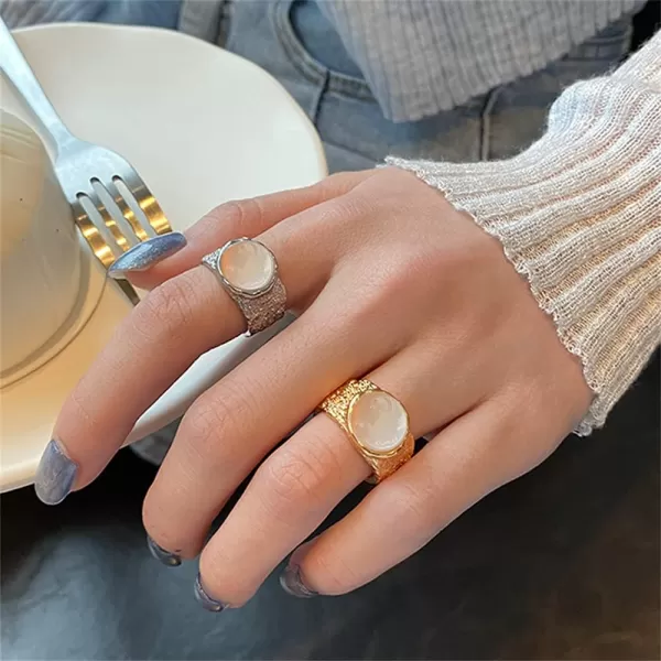 Dtja Round Shell Pearl Statement Ring for Women Girls Silver Plated Faux Mother of Pearl Hammered Open Wide Band Knuckle Tail Finger Rings Comfort Fit Retro JewelryDtja Round Shell Pearl Statement Ring for Women Girls Silver Plated Faux Mother of Pearl Hammered Open Wide Band Knuckle Tail Finger Rings Comfort Fit Retro Jewelry