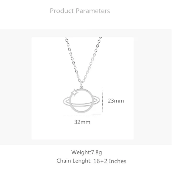 Dtja Silver Plated Planet Saturn Pendant Necklace for Women Girls Men Stainless Steel Moon Star Adjustable Long Chain Hypoallergenic Personalized JewelryDtja Silver Plated Planet Saturn Pendant Necklace for Women Girls Men Stainless Steel Moon Star Adjustable Long Chain Hypoallergenic Personalized Jewelry