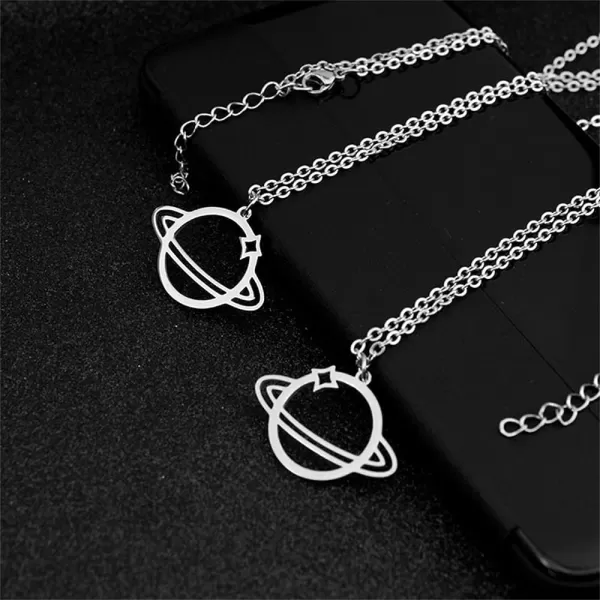 Dtja Silver Plated Planet Saturn Pendant Necklace for Women Girls Men Stainless Steel Moon Star Adjustable Long Chain Hypoallergenic Personalized JewelryDtja Silver Plated Planet Saturn Pendant Necklace for Women Girls Men Stainless Steel Moon Star Adjustable Long Chain Hypoallergenic Personalized Jewelry