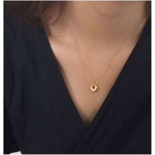 Dtja Tiny Moon Necklace for Women Teen Girls S925 Sterling Silver Minimalist Simple Mini Full Moon Karma Open Circle Orbit Necklace Polished Cute Pendant Choker Necklace Adjustable Chain Jewelry Gift14K Gold Plated