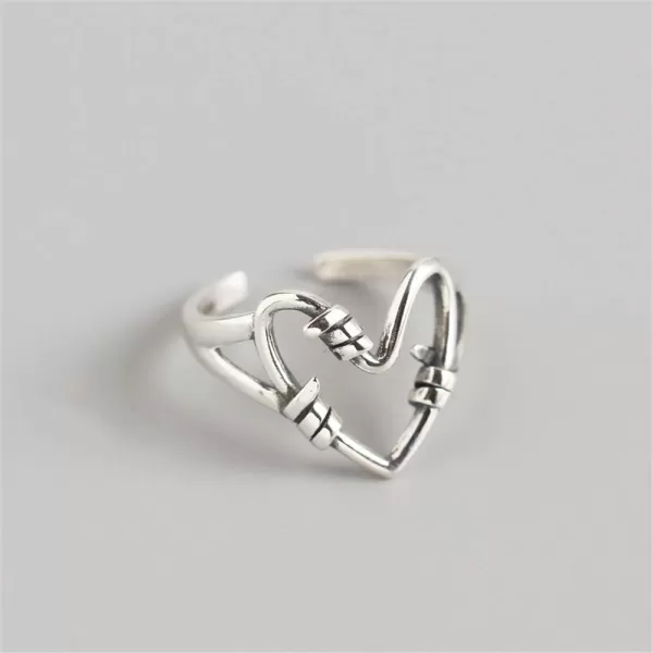Dtja Unique Heart 925 Sterling Silver Ring for Women Girls Vintage Statement Engagement Promise Expandable Open Finger Ring Adjustable Wedding Jewelry Birthday Anniversary Valentine Gifts for HerDtja Unique Heart 925 Sterling Silver Ring for Women Girls Vintage Statement Engagement Promise Expandable Open Finger Ring Adjustable Wedding Jewelry Birthday Anniversary Valentine Gifts for Her