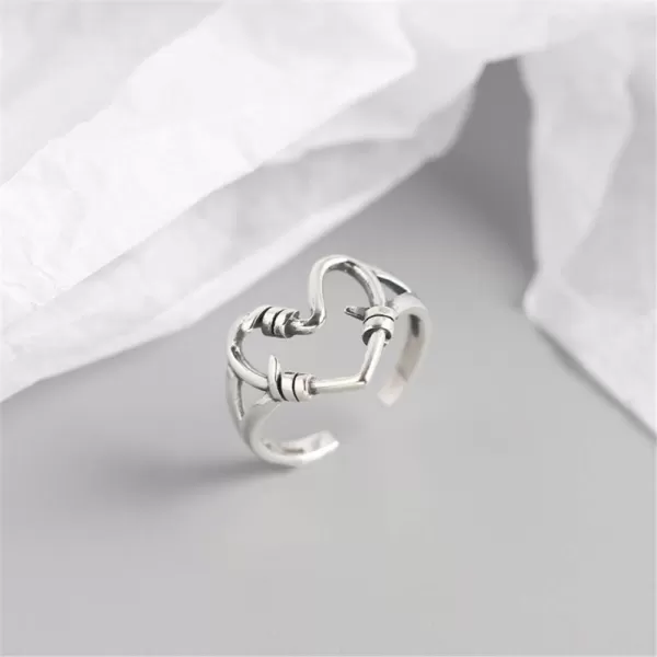 Dtja Unique Heart 925 Sterling Silver Ring for Women Girls Vintage Statement Engagement Promise Expandable Open Finger Ring Adjustable Wedding Jewelry Birthday Anniversary Valentine Gifts for HerDtja Unique Heart 925 Sterling Silver Ring for Women Girls Vintage Statement Engagement Promise Expandable Open Finger Ring Adjustable Wedding Jewelry Birthday Anniversary Valentine Gifts for Her