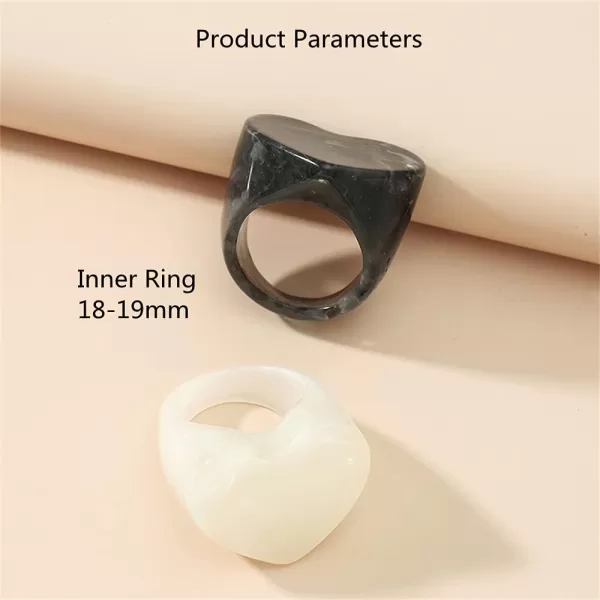 Dtja Vintage Acrylic Wedding Band Rings Set for Women Girls Statement Resin Engagement Chunky Wide Cocktail Party Ring Lightweight Exaggerated Y2K Jewelry 2PCS Size 89Love Heart