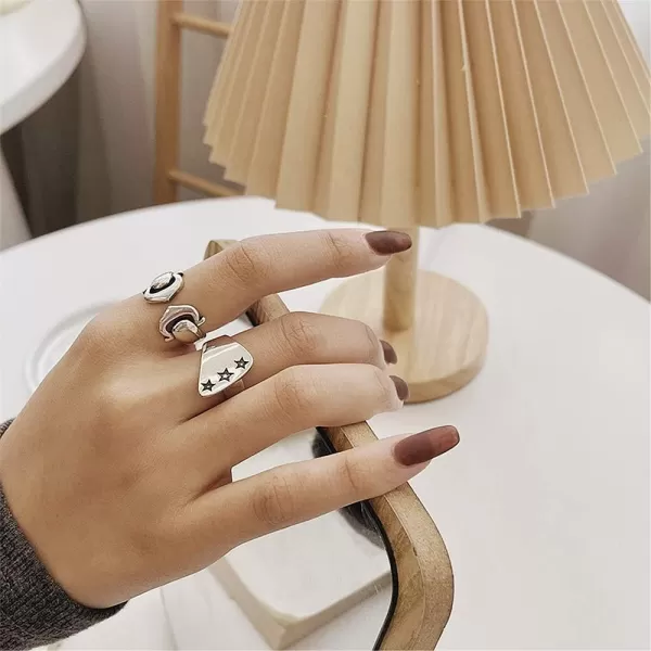 Dtja Vintage Anchor Open Band Ring for Women Girls Silvery Statement Adjustable Expandable Heart Direction Promise Comfort Fit Finger Rings Fashion Personalized Punk Jewelry BFF GiftsDtja Vintage Anchor Open Band Ring for Women Girls Silvery Statement Adjustable Expandable Heart Direction Promise Comfort Fit Finger Rings Fashion Personalized Punk Jewelry BFF Gifts