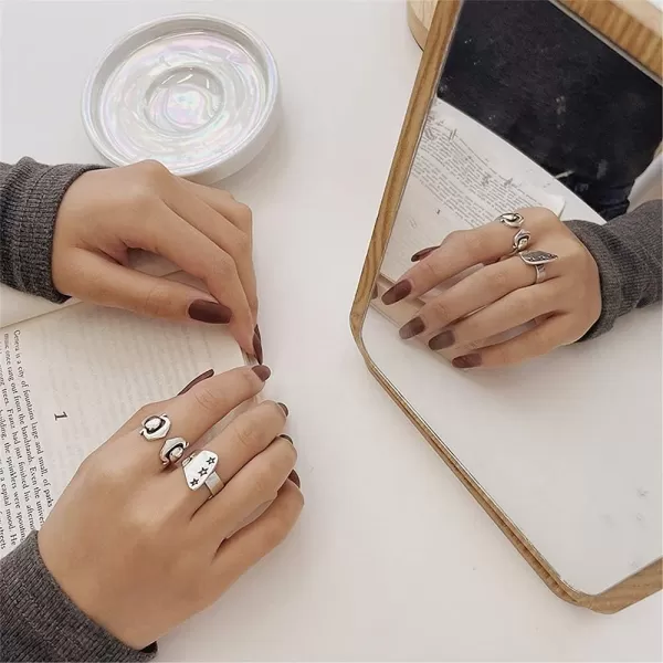 Dtja Vintage Anchor Open Band Ring for Women Girls Silvery Statement Adjustable Expandable Heart Direction Promise Comfort Fit Finger Rings Fashion Personalized Punk Jewelry BFF GiftsDtja Vintage Anchor Open Band Ring for Women Girls Silvery Statement Adjustable Expandable Heart Direction Promise Comfort Fit Finger Rings Fashion Personalized Punk Jewelry BFF Gifts
