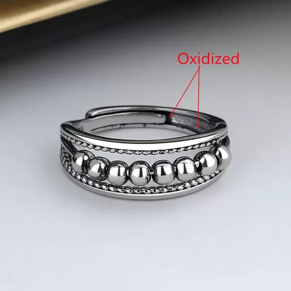 Dtja Vintage Anti Anxiety Ring for Women Girls Silvery Tone Oxidized Ball Bead Statement Fidget Rings Comfort Fit Adjustable Expandable Retro Boho Jewelry Gift Size 89Dtja Vintage Anti Anxiety Ring for Women Girls Silvery Tone Oxidized Ball Bead Statement Fidget Rings Comfort Fit Adjustable Expandable Retro Boho Jewelry Gift Size 89