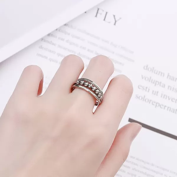 Dtja Vintage Anti Anxiety Ring for Women Girls Silvery Tone Oxidized Ball Bead Statement Fidget Rings Comfort Fit Adjustable Expandable Retro Boho Jewelry Gift Size 89Dtja Vintage Anti Anxiety Ring for Women Girls Silvery Tone Oxidized Ball Bead Statement Fidget Rings Comfort Fit Adjustable Expandable Retro Boho Jewelry Gift Size 89
