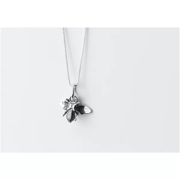 Dtja Vintage Bee Necklace for Women Girls Men 925 Sterling Silver Oxidized Charm Bumblebee Honeybee Pendant Choker Necklaces Adjustable Box Chain 18 inches Fashion Punk Retro JewelryDtja Vintage Bee Necklace for Women Girls Men 925 Sterling Silver Oxidized Charm Bumblebee Honeybee Pendant Choker Necklaces Adjustable Box Chain 18 inches Fashion Punk Retro Jewelry