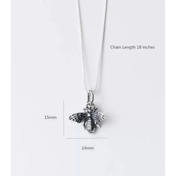 Dtja Vintage Bee Necklace for Women Girls Men 925 Sterling Silver Oxidized Charm Bumblebee Honeybee Pendant Choker Necklaces Adjustable Box Chain 18 inches Fashion Punk Retro JewelryDtja Vintage Bee Necklace for Women Girls Men 925 Sterling Silver Oxidized Charm Bumblebee Honeybee Pendant Choker Necklaces Adjustable Box Chain 18 inches Fashion Punk Retro Jewelry