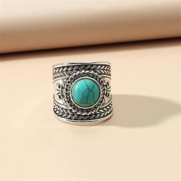 Dtja Vintage Boho Turquoise Wide Statement Ring for Women Girls Oxidized Silver Plated Big Open Band Wrap Adjustable Expandable Finger Rings Comfort Fit Fashion Bohemian Ethnic Exaggerated JewelryDtja Vintage Boho Turquoise Wide Statement Ring for Women Girls Oxidized Silver Plated Big Open Band Wrap Adjustable Expandable Finger Rings Comfort Fit Fashion Bohemian Ethnic Exaggerated Jewelry
