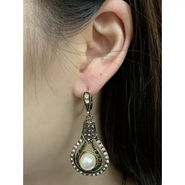Dtja Vintage CZ Pearl Earrings Teardrop Pendant Necklace Jewelry Set for Women Girl Gold Plated Faux Pearls Boho Wedding Cocktail Party Christmas Anniversary Jewelry GiftsDtja Vintage CZ Pearl Earrings Teardrop Pendant Necklace Jewelry Set for Women Girl Gold Plated Faux Pearls Boho Wedding Cocktail Party Christmas Anniversary Jewelry Gifts