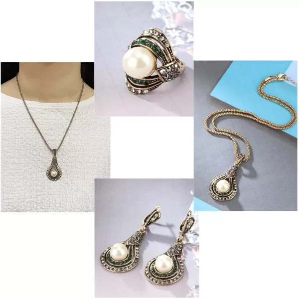 Dtja Vintage CZ Pearl Earrings Teardrop Pendant Necklace Jewelry Set for Women Girl Gold Plated Faux Pearls Boho Wedding Cocktail Party Christmas Anniversary Jewelry GiftsDtja Vintage CZ Pearl Earrings Teardrop Pendant Necklace Jewelry Set for Women Girl Gold Plated Faux Pearls Boho Wedding Cocktail Party Christmas Anniversary Jewelry Gifts