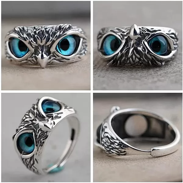Dtja Vintage Owl Evil Eye Statement Ring for Women Gilrs Antique Animal Blue Cats Eyes Expandable Adjustable Finger Rings Comfort Fit Retro Party Birthday Y2K JewelryDtja Vintage Owl Evil Eye Statement Ring for Women Gilrs Antique Animal Blue Cats Eyes Expandable Adjustable Finger Rings Comfort Fit Retro Party Birthday Y2K Jewelry