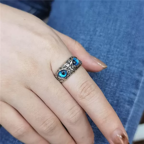 Dtja Vintage Owl Evil Eye Statement Ring for Women Gilrs Antique Animal Blue Cats Eyes Expandable Adjustable Finger Rings Comfort Fit Retro Party Birthday Y2K JewelryDtja Vintage Owl Evil Eye Statement Ring for Women Gilrs Antique Animal Blue Cats Eyes Expandable Adjustable Finger Rings Comfort Fit Retro Party Birthday Y2K Jewelry