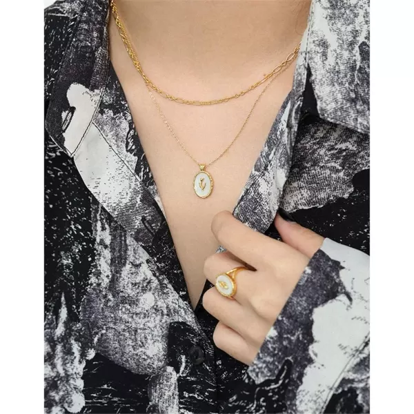 Dtja Vintage Tulip Flower Pendant Necklace for Women Girls s925 Sterling Silver 18K Gold Plated Embossed Oval Link Chain Adjustable Christmas Valentine Birth Month Jewelry Gifts for MotherGold