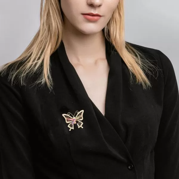 Elegant Rhinestone Butterfly Brooch for Women Girls Rose Gold Plated Colorful CZ Crystal Lapel Pin Dress Accessories Christmas Birthday Valentine Jewelry GiftElegant Rhinestone Butterfly Brooch for Women Girls Rose Gold Plated Colorful CZ Crystal Lapel Pin Dress Accessories Christmas Birthday Valentine Jewelry Gift
