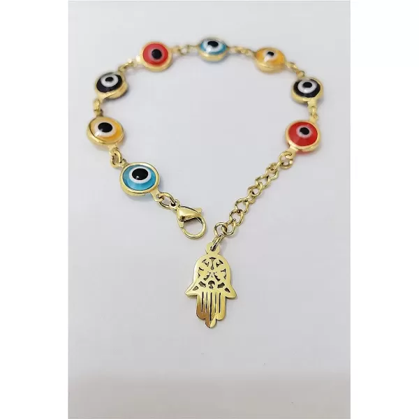 Evil Eye Hamsa Beaded Charm Bracelet for Women Girls Stainless Steel 14K Gold Plated Fatima Hand Amulet Bracelets Amulet Lucky Y2K Jewelry GiftEvil Eye Hamsa Beaded Charm Bracelet for Women Girls Stainless Steel 14K Gold Plated Fatima Hand Amulet Bracelets Amulet Lucky Y2K Jewelry Gift
