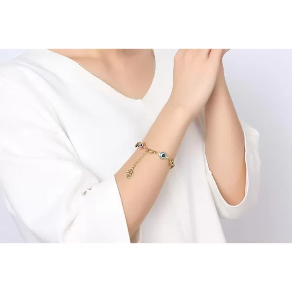 Evil Eye Hamsa Beaded Charm Bracelet for Women Girls Stainless Steel 14K Gold Plated Fatima Hand Amulet Bracelets Amulet Lucky Y2K Jewelry GiftEvil Eye Hamsa Beaded Charm Bracelet for Women Girls Stainless Steel 14K Gold Plated Fatima Hand Amulet Bracelets Amulet Lucky Y2K Jewelry Gift