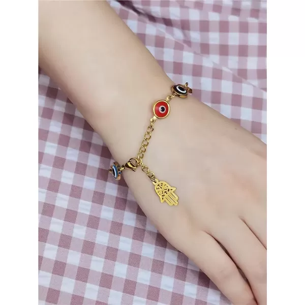 Evil Eye Hamsa Beaded Charm Bracelet for Women Girls Stainless Steel 14K Gold Plated Fatima Hand Amulet Bracelets Amulet Lucky Y2K Jewelry GiftEvil Eye Hamsa Beaded Charm Bracelet for Women Girls Stainless Steel 14K Gold Plated Fatima Hand Amulet Bracelets Amulet Lucky Y2K Jewelry Gift