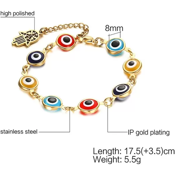 Evil Eye Hamsa Beaded Charm Bracelet for Women Girls Stainless Steel 14K Gold Plated Fatima Hand Amulet Bracelets Amulet Lucky Y2K Jewelry GiftEvil Eye Hamsa Beaded Charm Bracelet for Women Girls Stainless Steel 14K Gold Plated Fatima Hand Amulet Bracelets Amulet Lucky Y2K Jewelry Gift
