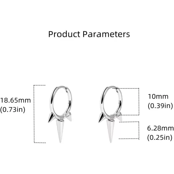 Fashion Spike Sterling Silver Hoop Earrings for Women Girls Men Hypoallergenic Minimalist Huggie Small Sleeper Hoops Cartilage Cuff Helix Stud Wrap Personalized Punk JewelrySilver
