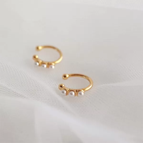 Faux Pearl Crown Cuffs Clip on Earrings for Women Teen Girls 925 Sterling Silver 14K Yellow Gold Plated Charm Hoop Cartilage Crawler Climber Cute Bead Wrap Non Piercing Ear Hypoallergenic Jewelry GiftFaux Pearl Crown Cuffs Clip on Earrings for Women Teen Girls 925 Sterling Silver 14K Yellow Gold Plated Charm Hoop Cartilage Crawler Climber Cute Bead Wrap Non Piercing Ear Hypoallergenic Jewelry Gift