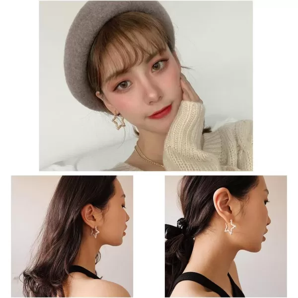 Faux Pearl Star Hoop Dangle Stud Earrings for Women Girls Gold Plated Dipped Geometrical Huggie Open Hoops Drop Hypoallergenic Lucky Post Birthday Wedding Gift for FriendsFaux Pearl Star Hoop Dangle Stud Earrings for Women Girls Gold Plated Dipped Geometrical Huggie Open Hoops Drop Hypoallergenic Lucky Post Birthday Wedding Gift for Friends