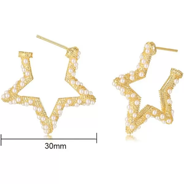 Faux Pearl Star Hoop Dangle Stud Earrings for Women Girls Gold Plated Dipped Geometrical Huggie Open Hoops Drop Hypoallergenic Lucky Post Birthday Wedding Gift for FriendsFaux Pearl Star Hoop Dangle Stud Earrings for Women Girls Gold Plated Dipped Geometrical Huggie Open Hoops Drop Hypoallergenic Lucky Post Birthday Wedding Gift for Friends