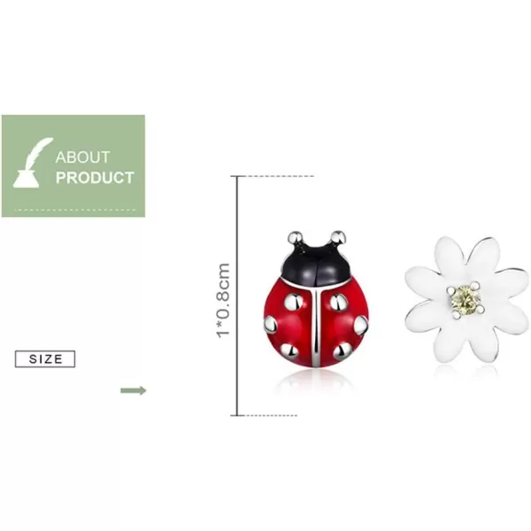 Flower Ladybug Tiny Stud Earrings for Women Girls 925 Sterling Silver Cubic Zirconia Asymmetric White Daisy Black Red Bugs Small Lucky Post Tragus Fashion Animal Jewelry Birthday Christmas GiftsFlower Ladybug Tiny Stud Earrings for Women Girls 925 Sterling Silver Cubic Zirconia Asymmetric White Daisy Black Red Bugs Small Lucky Post Tragus Fashion Animal Jewelry Birthday Christmas Gifts