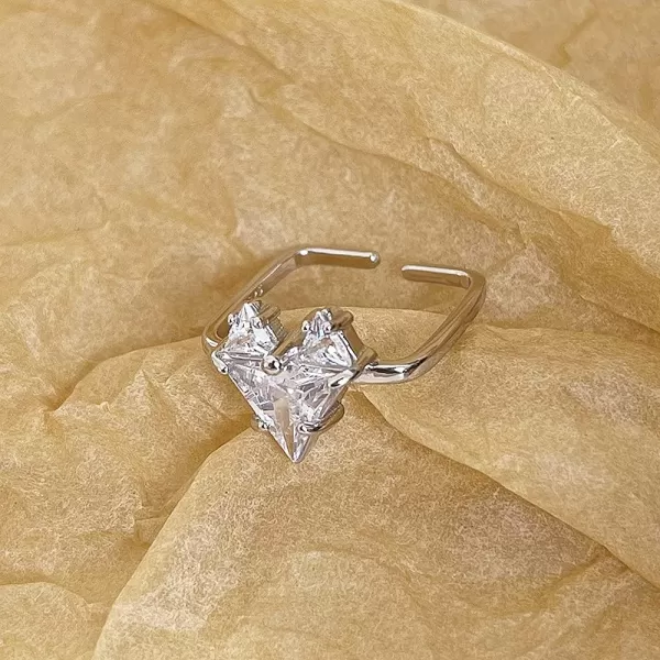 Geometric CZ Love Heart 925 Sterling Silver Wedding Engagement Ring for Women Girls Statement Expandable Square Retangle Open Wrap Finger Rings Comfort Fit Cute Promise Anniversary Birthday Jewelry for HerGeometric CZ Love Heart 925 Sterling Silver Wedding Engagement Ring for Women Girls Statement Expandable Square Retangle Open Wrap Finger Rings Comfort Fit Cute Promise Anniversary Birthday Jewelry for Her