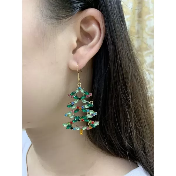Glittery Crystal Tree Dangle Hook Earrings for Women Girls Hypoallergenic Cubic Zirconia Big Xmas Statement Drop Dangling Stud Earrings Fashion Lightweight Christmas Jewelry GiftsGlittery Crystal Tree Dangle Hook Earrings for Women Girls Hypoallergenic Cubic Zirconia Big Xmas Statement Drop Dangling Stud Earrings Fashion Lightweight Christmas Jewelry Gifts