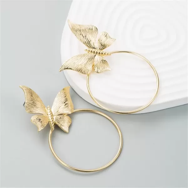 Gold Butterfly Circle Dangle Earrings for Women Girls Charms Big Round Hoop Drop Dangling Piercing Stud Earring Hypoallergenic Nickle Free Boho Party JewelryGold Butterfly Circle Dangle Earrings for Women Girls Charms Big Round Hoop Drop Dangling Piercing Stud Earring Hypoallergenic Nickle Free Boho Party Jewelry