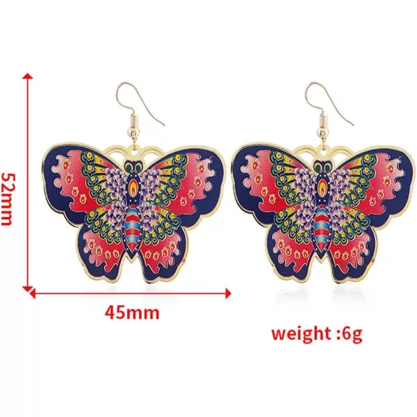Gold Butterfly Dangle Drop Earrings for Women Girls Colorful Enameled Boho Big Flat Lightweight Statement Dangling Hook Stud Earring Nickel Free Retro Exaggerated Y2K JewelryGold Butterfly Dangle Drop Earrings for Women Girls Colorful Enameled Boho Big Flat Lightweight Statement Dangling Hook Stud Earring Nickel Free Retro Exaggerated Y2K Jewelry