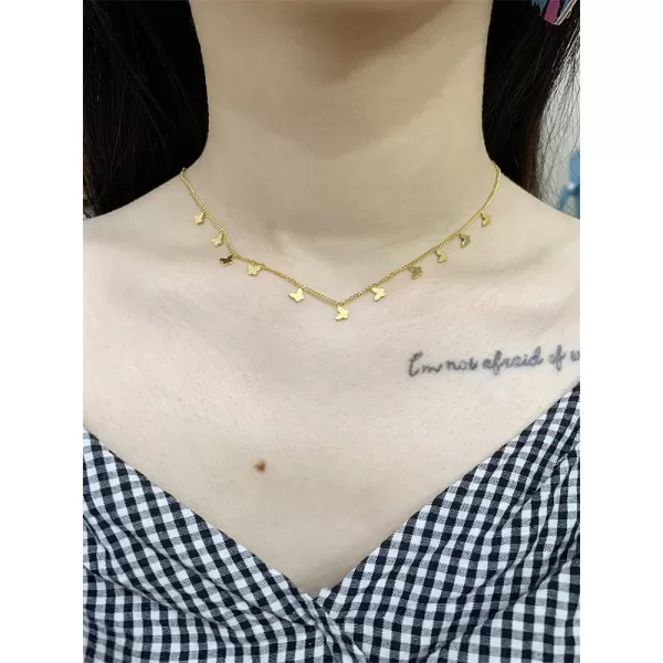 Gold Butterfly Stainless Steel Pendant Necklace for Women Girl Dainty Cute Butterflies Animal Adjustable Charm Chain Choker Necklaces Wedding Birthday Party Christmas Jewelry Gift 18 InchesGold Butterfly Stainless Steel Pendant Necklace for Women Girl Dainty Cute Butterflies Animal Adjustable Charm Chain Choker Necklaces Wedding Birthday Party Christmas Jewelry Gift 18 Inches