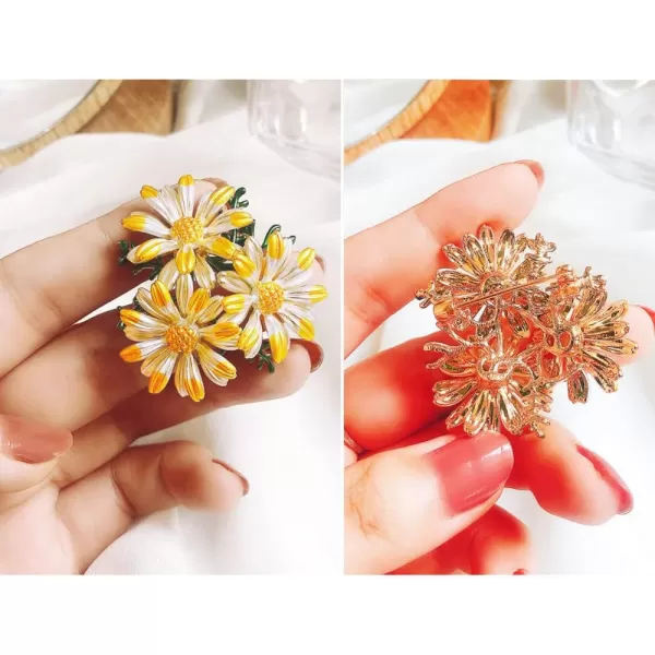 Gold Daisy Flower Brooch Pin for Women Men Fashion Cute Sunflower Leaf Brooches Lapel Pins Elegant Dress Accessories Jewelry Boutonniere Corsage for Hat Bag Suit Tie Gift Wedding Birthday Fathers DayGold Daisy Flower Brooch Pin for Women Men Fashion Cute Sunflower Leaf Brooches Lapel Pins Elegant Dress Accessories Jewelry Boutonniere Corsage for Hat Bag Suit Tie Gift Wedding Birthday Fathers Day