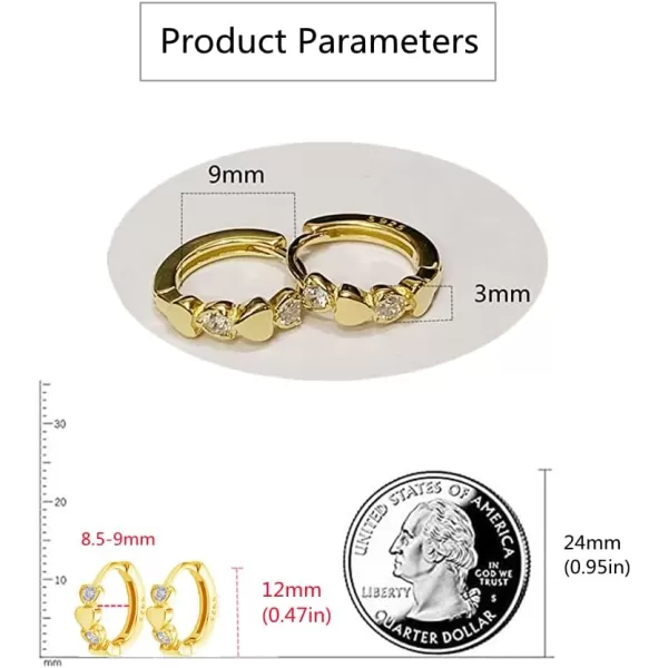 Gold Double Love Heart Cubic Zirconia Small Hoop Earrings for Women Girls 925 Sterling Silver Cartilage Tiny Cute Huggie Hoops Hypoallergenic Nickel Free Jewelry Dainty GiftsGold Double Love Heart Cubic Zirconia Small Hoop Earrings for Women Girls 925 Sterling Silver Cartilage Tiny Cute Huggie Hoops Hypoallergenic Nickel Free Jewelry Dainty Gifts