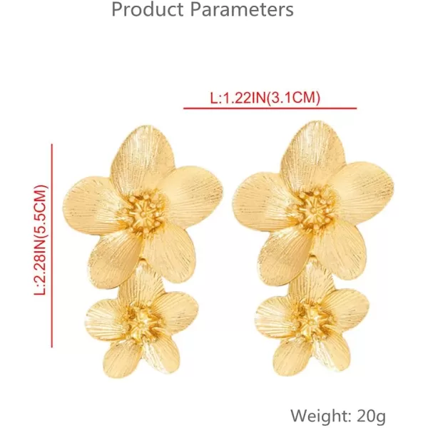 Gold Flower Statement Drop Dangle Earrings for Women Girls Boho Double Layered Brushed Daisy Flowers Stud Dangling Earring Fashion Retro Wedding Party Y2K JewelryGold Flower Statement Drop Dangle Earrings for Women Girls Boho Double Layered Brushed Daisy Flowers Stud Dangling Earring Fashion Retro Wedding Party Y2K Jewelry