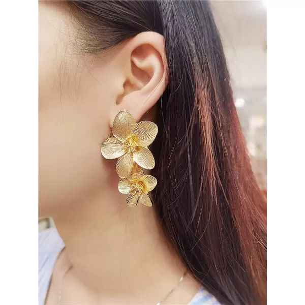 Gold Flower Statement Drop Dangle Earrings for Women Girls Boho Double Layered Brushed Daisy Flowers Stud Dangling Earring Fashion Retro Wedding Party Y2K JewelryGold Flower Statement Drop Dangle Earrings for Women Girls Boho Double Layered Brushed Daisy Flowers Stud Dangling Earring Fashion Retro Wedding Party Y2K Jewelry