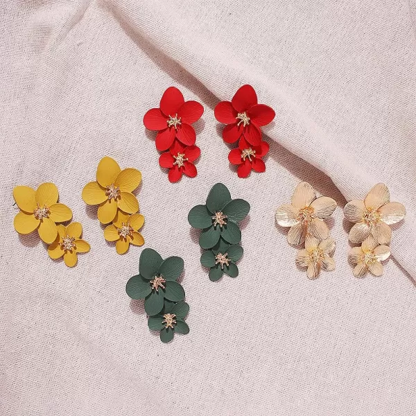Gold Flower Statement Drop Dangle Earrings for Women Girls Boho Double Layered Brushed Daisy Flowers Stud Dangling Earring Fashion Retro Wedding Party Y2K JewelryGold Flower Statement Drop Dangle Earrings for Women Girls Boho Double Layered Brushed Daisy Flowers Stud Dangling Earring Fashion Retro Wedding Party Y2K Jewelry