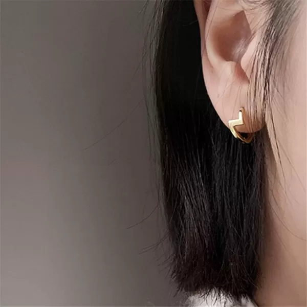 Gold Lightning Bolt Earrings Small Hoop 925 Sterling Silver Earring for Women Girls Tiny Huggie Hoops Cartilage Hypoallergenic Fashion Punk Jewelry 75mmGold Lightning Bolt Earrings Small Hoop 925 Sterling Silver Earring for Women Girls Tiny Huggie Hoops Cartilage Hypoallergenic Fashion Punk Jewelry 75mm