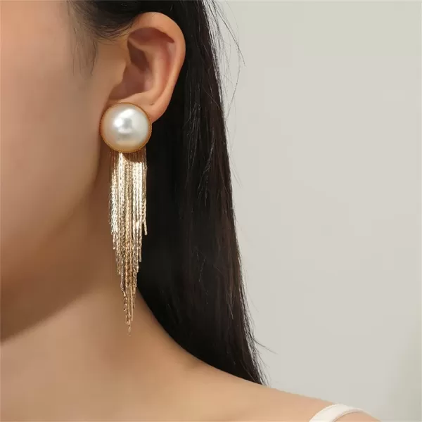 Gold Long Tassel Shell Pearl Dangle Earrings for Women Girls Boho Bling Chandelier Sleek Chains Drop Dangling Round Jacket Stud Nickel Free Fashion Wedding Birthday Christmas Jewelry GiftsGold Long Tassel Shell Pearl Dangle Earrings for Women Girls Boho Bling Chandelier Sleek Chains Drop Dangling Round Jacket Stud Nickel Free Fashion Wedding Birthday Christmas Jewelry Gifts