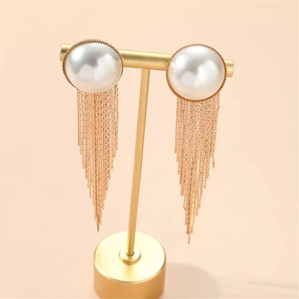 Gold Long Tassel Shell Pearl Dangle Earrings for Women Girls Boho Bling Chandelier Sleek Chains Drop Dangling Round Jacket Stud Nickel Free Fashion Wedding Birthday Christmas Jewelry GiftsGold Long Tassel Shell Pearl Dangle Earrings for Women Girls Boho Bling Chandelier Sleek Chains Drop Dangling Round Jacket Stud Nickel Free Fashion Wedding Birthday Christmas Jewelry Gifts