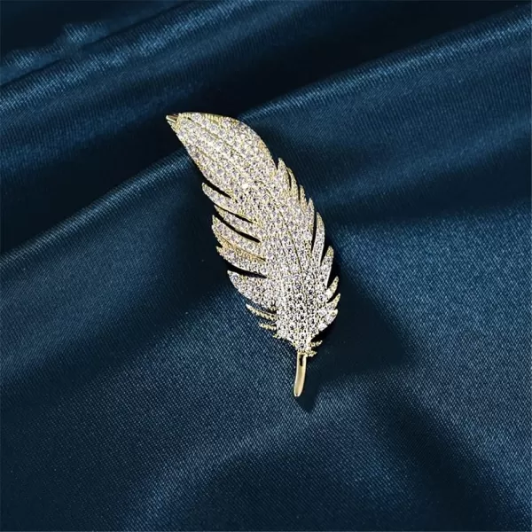 Gold Rhinestone Feather Brooch Pin for Women Men Fashion Crystal Delicate Leaf Brooch Lapel Pins Elegant Dress Accessories Jewelry Boutonniere Corsage for Hat Bag Suit Tie Wedding BirthdayGold Rhinestone Feather Brooch Pin for Women Men Fashion Crystal Delicate Leaf Brooch Lapel Pins Elegant Dress Accessories Jewelry Boutonniere Corsage for Hat Bag Suit Tie Wedding Birthday